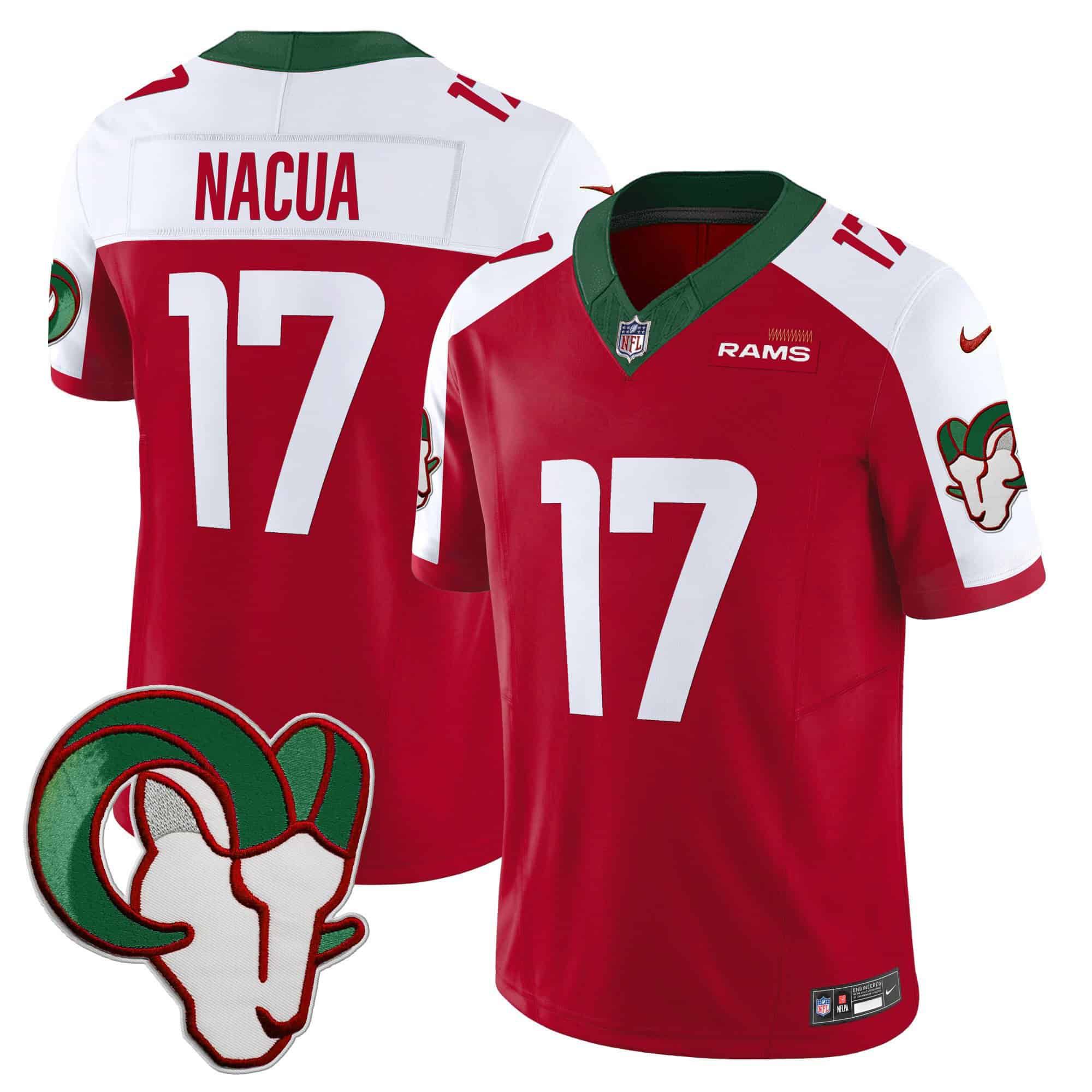 Men Los Angeles Rams #17 Nacua Red 2024 Nike Mexico Vapor Limited NFL Jersey